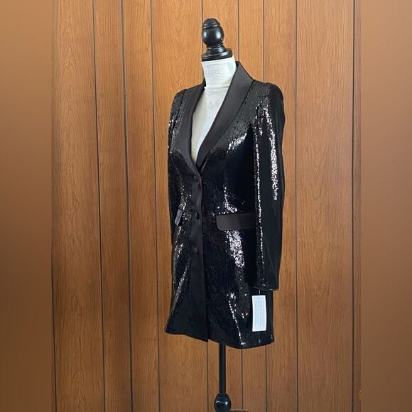 Aidan by Aidan Mattox Sequin Tuxedo Minidress size 0 - Picture 8 of 13